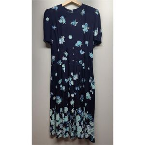 Jessica Howard Dress Women Size 14 Petite Blue Floral Short Sleeve Modest